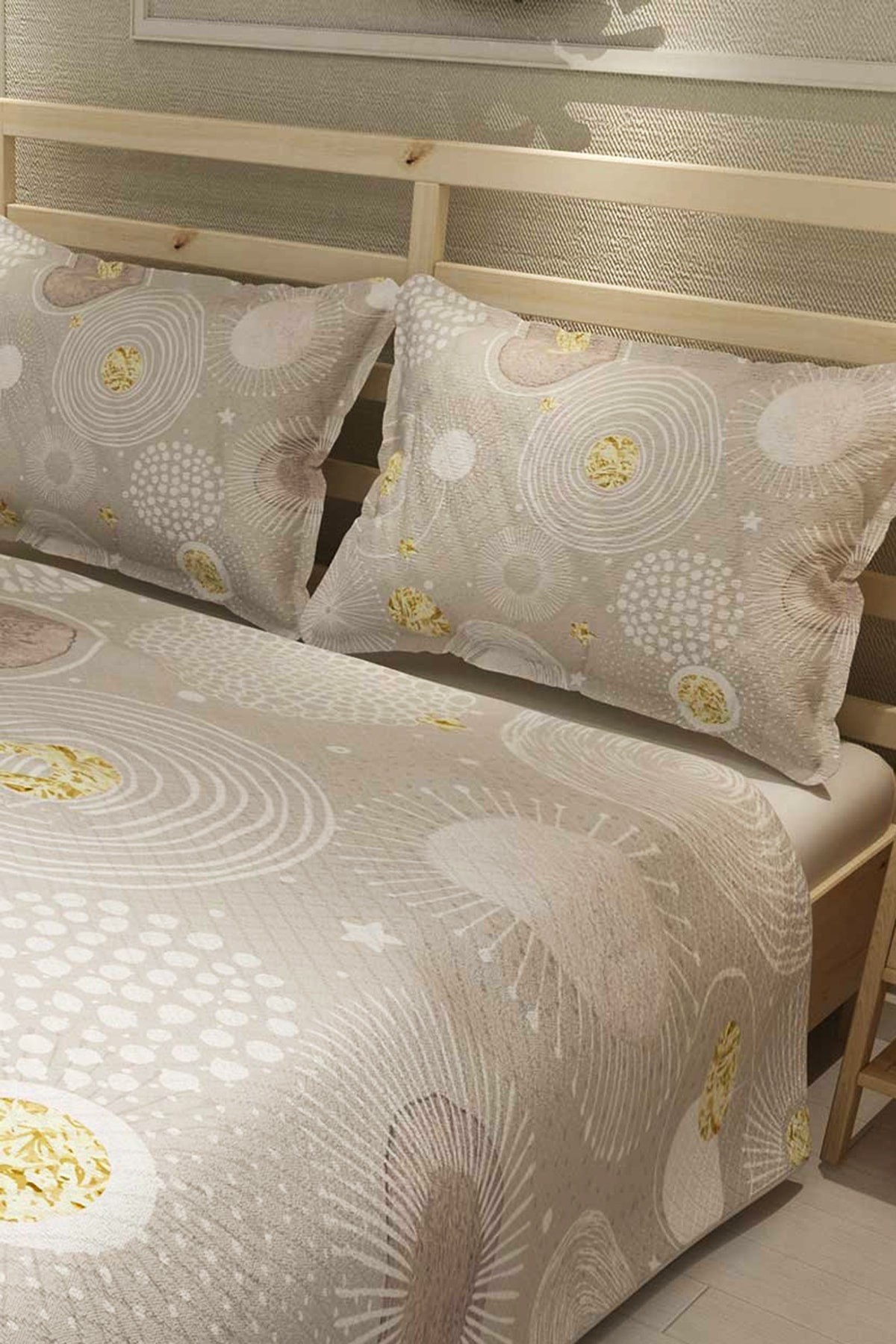 Pike Takımı Pamuklu Çift Kişilik Jakar Dokuma Yatak Örtüsü Soft Circles