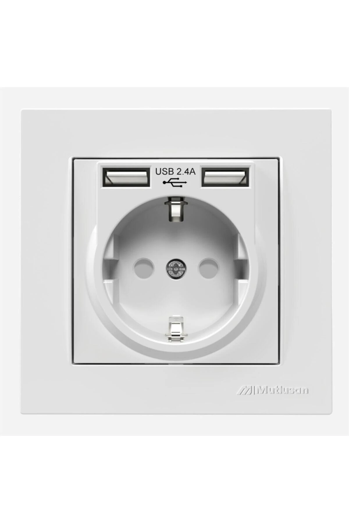 Çift Usb'li Topraklı Priz Beyaz (2.4A HIZLI ŞARJ ÇOCUK KORUMA) Usb Girişli Priz Beyaz