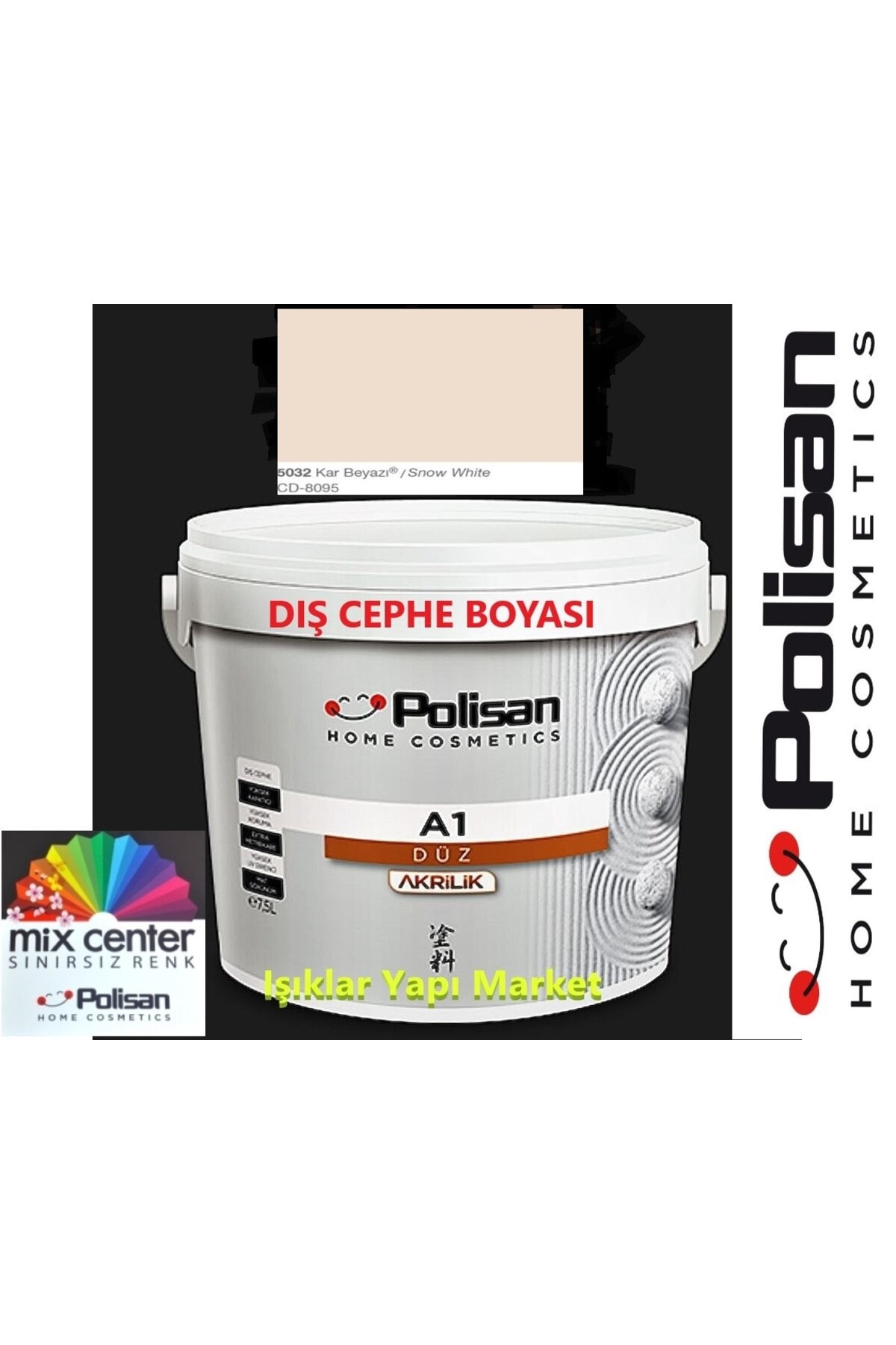 Dış Cephe Boyası -a1 Akrilik Düz -2,5litre(3,5KG.) -cd-8095 Kar Beyazı