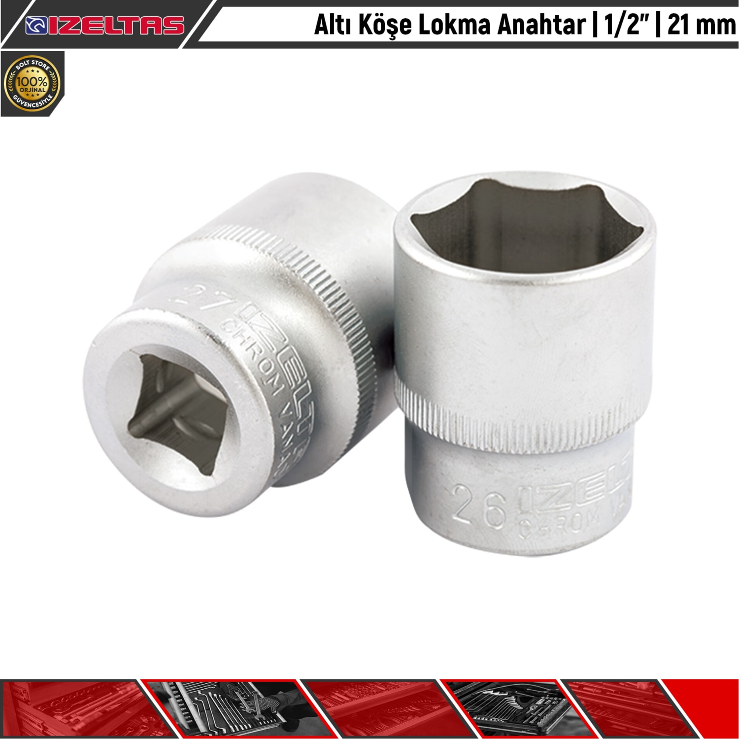 Altı Köşe Lokma Anahtar | 1/2” | 21 mm