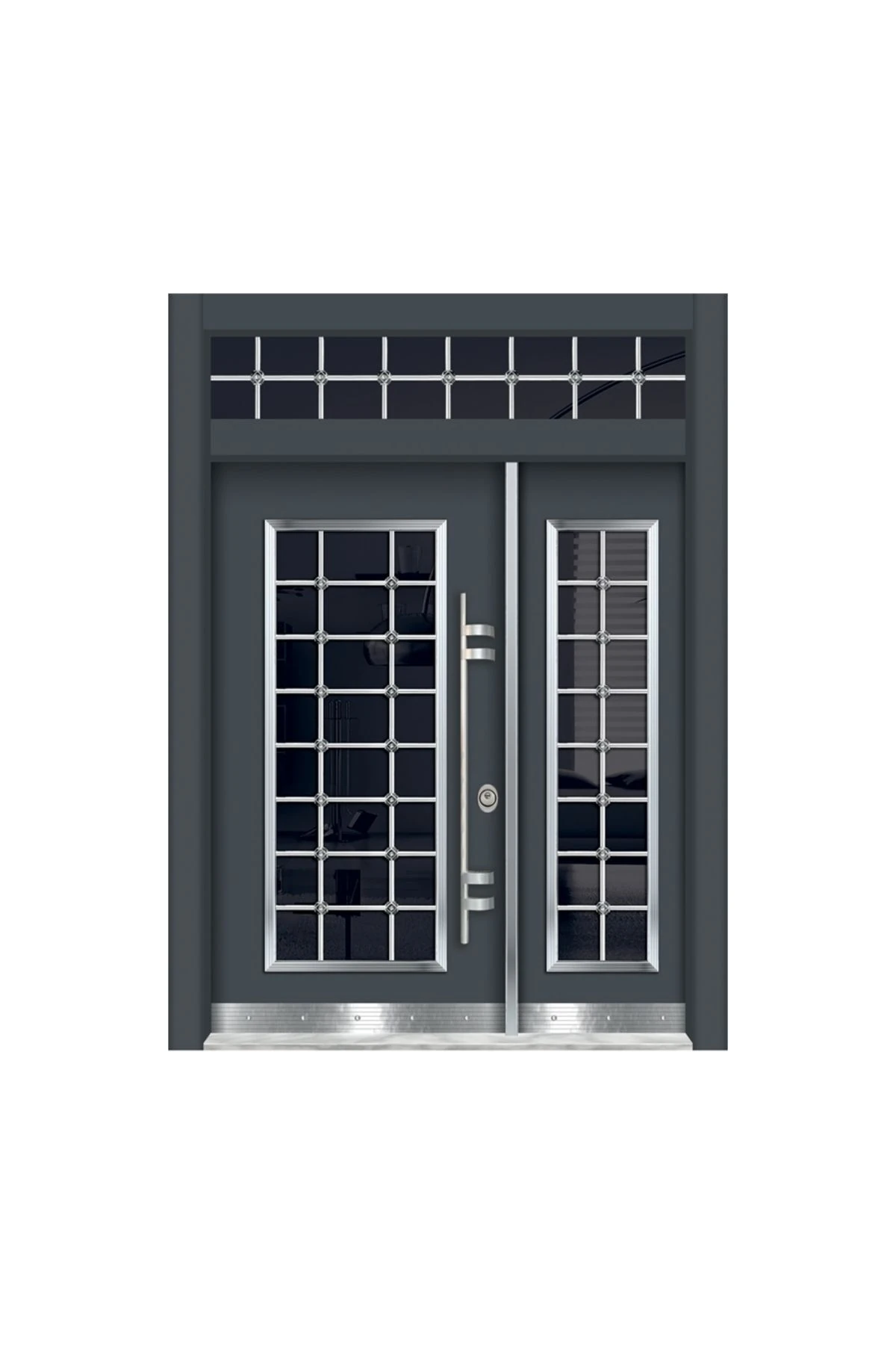 Antrasit Renk Apartman Bina Giriş Kapısı,