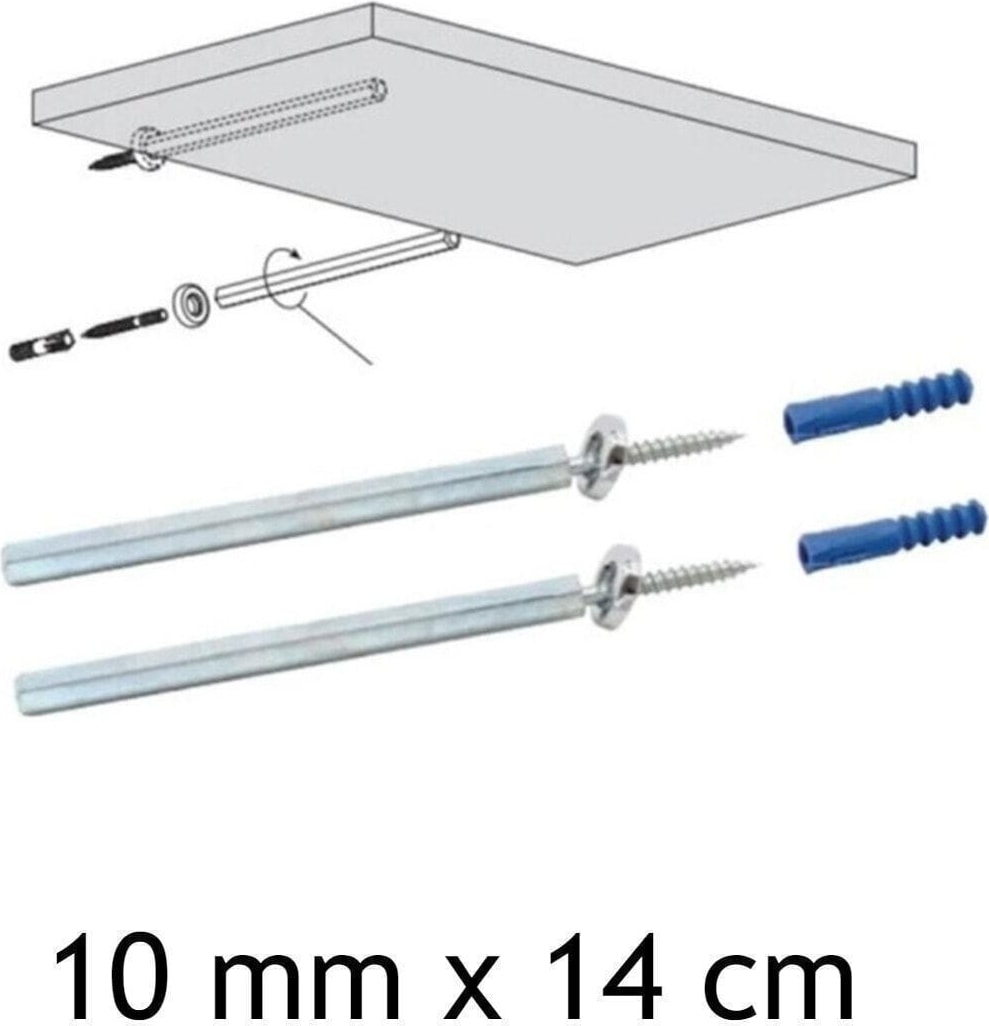 Gizli Raf Tutucu / 14 cm x 10 mm (2'li Takım) Raf Pimleri Beyaz