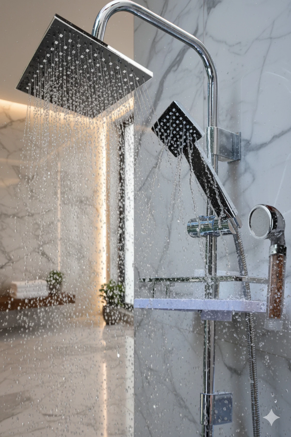 Yeni Nesil Robot Yağmurlama Tepe Duş Başlığı Seti Kare Model Siyah Robot Duş Takımı El Duşu Spiral