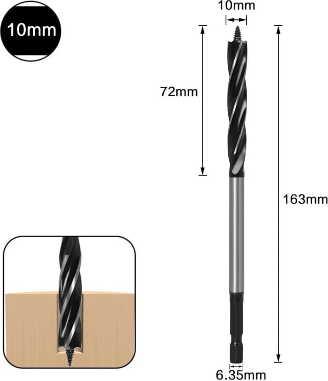 12MM 12-35MM Ağaç Işleme Büküm Matkap Ucu Seti Uzun Dört Yuvalı 6.35MM Shank Karbür Matkap Ucu Delik Testere Kapı Kilidi Ahşap Planya Araçları (Yurt Dışından)
