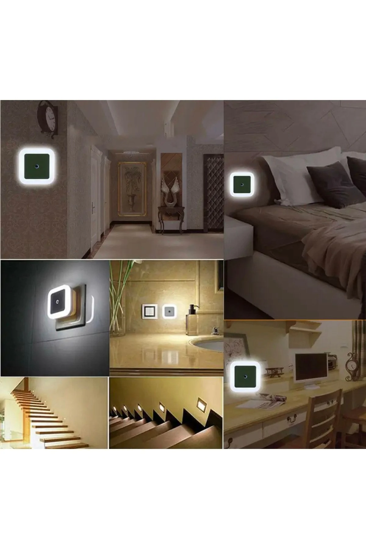 Beyaz Sensörlü Gece Lambası Fişe Tak Çalıştır Karışık Renk Led Spot