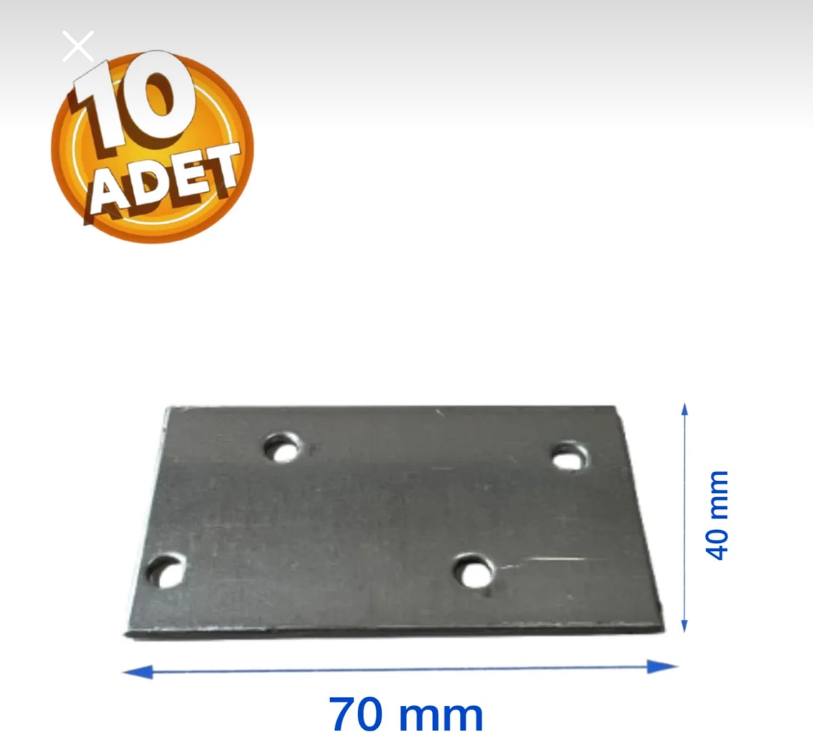 Düz Metal Bağlantı 70X40 mm (10 Adet)