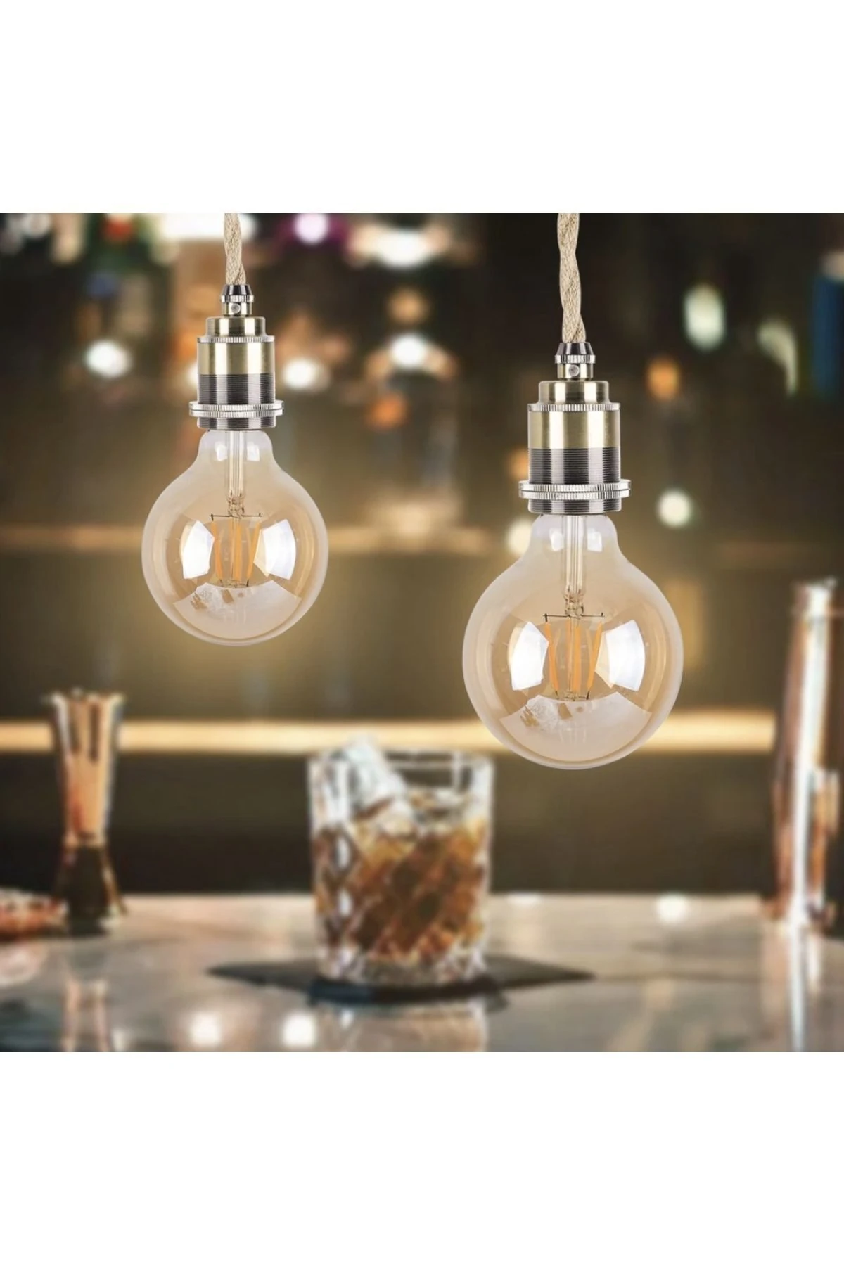 Jüt Halat Sarkıt Avize Anahtarlı Duy 3mt Bronz Rengi (AMPUL DAHİL DEĞİLDİR)