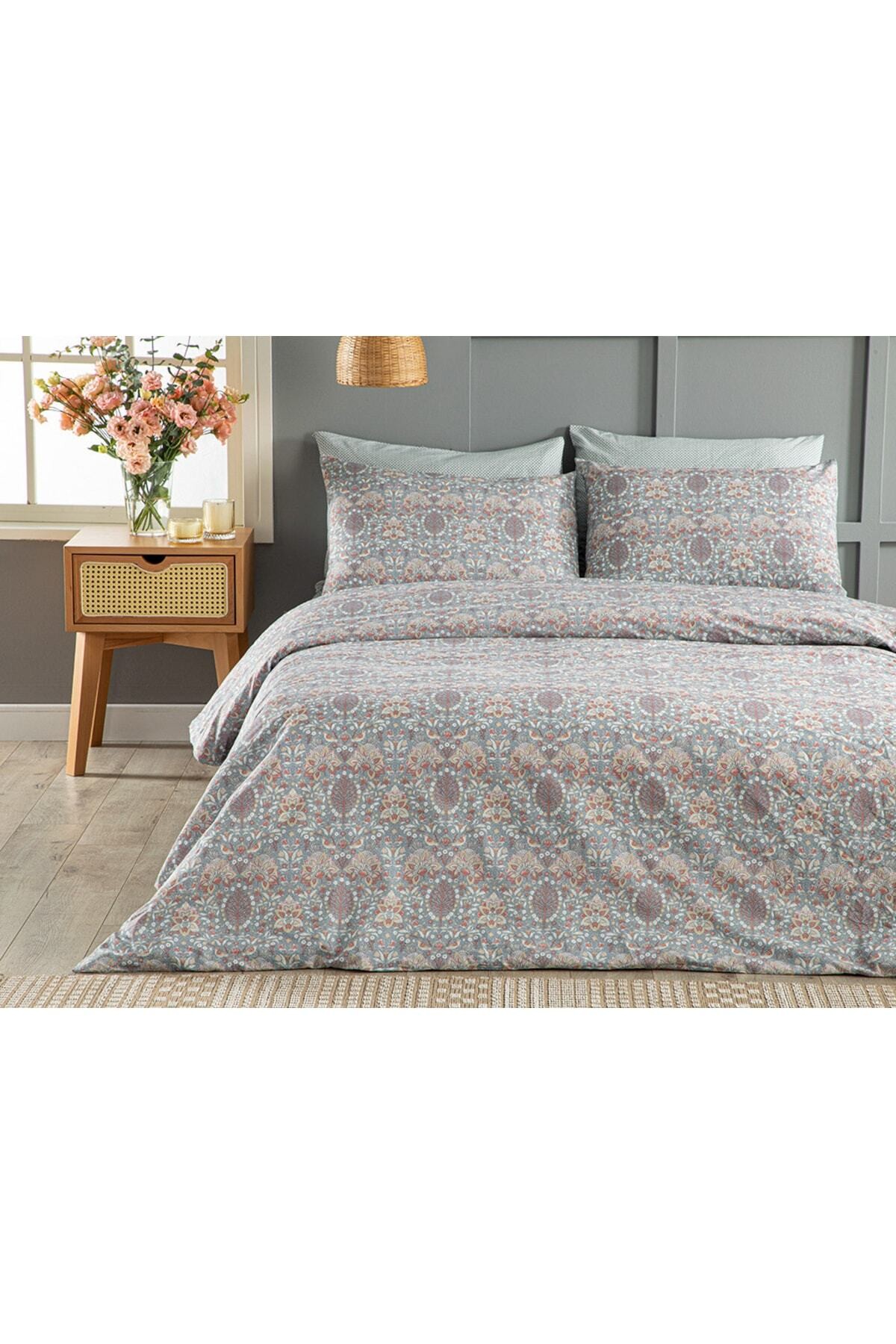 Honeysuckle Kolay Ütülenir Çift Kişilik Nevresım Setı 200x220 Cm Mavi