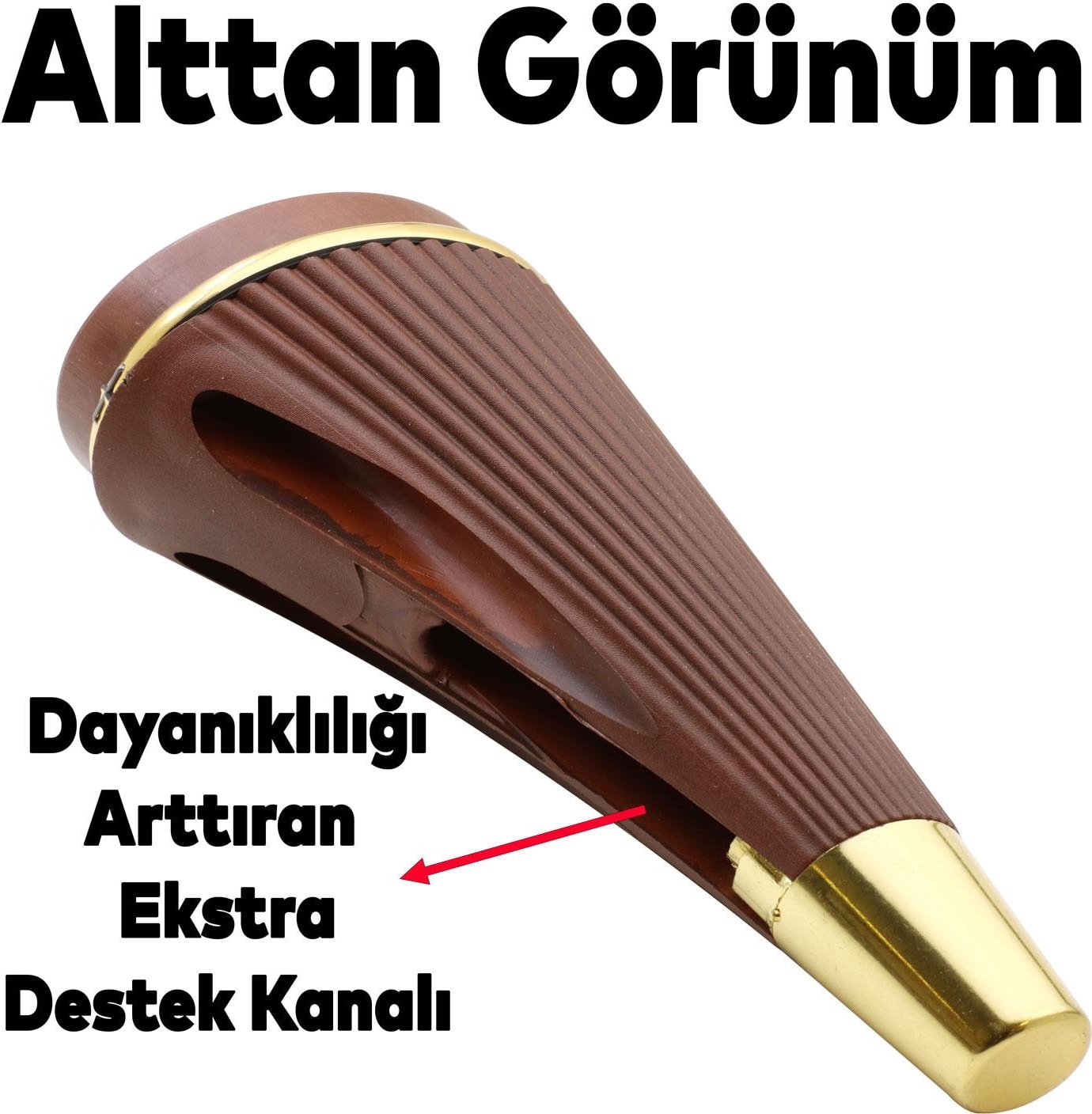 Iron Lüks Mobilya Kanepe Sehpa Tv Ünitesi Koltuk Ayağı 19 cm Ahşap Desenli Gold Baza Ayakları