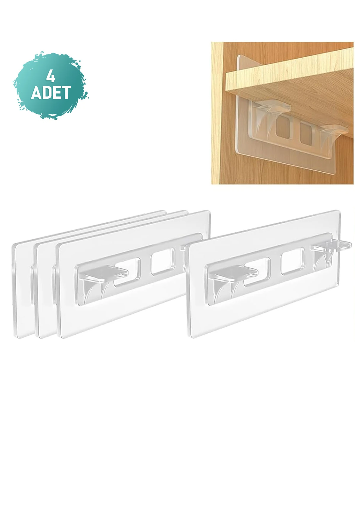 Raf Tutucu Dolap Içi Raf Ayırıcı Raf Destekleyici Yapışkan Pratik Raf Tutucu Portatif Menteşe 4 Adet