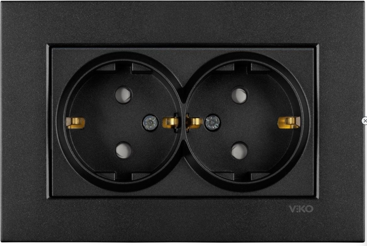 Novella Siyah Ikili Çocuk Korumalı Topraklı Priz Çerçeveli