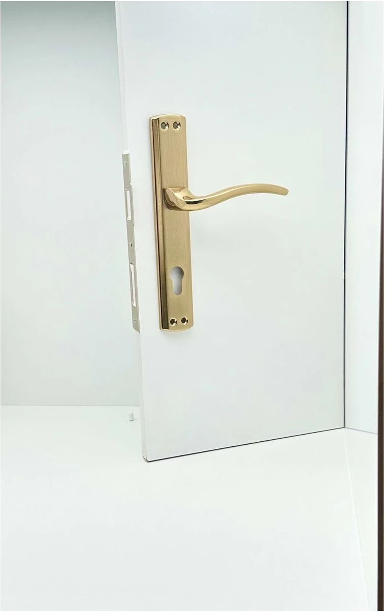 Trim Titanyum Lüx Aynalı Yale Çelik Kapı Kolu 1 Takım