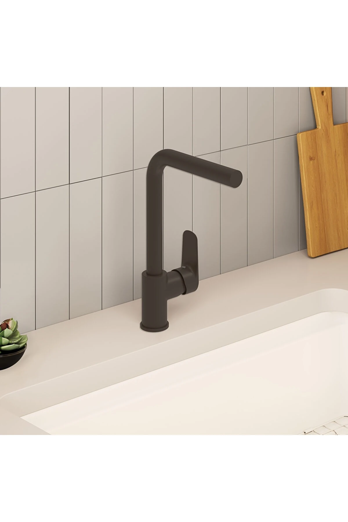 Flow Square A4339636 Eviye Bataryası, Mat Siyah