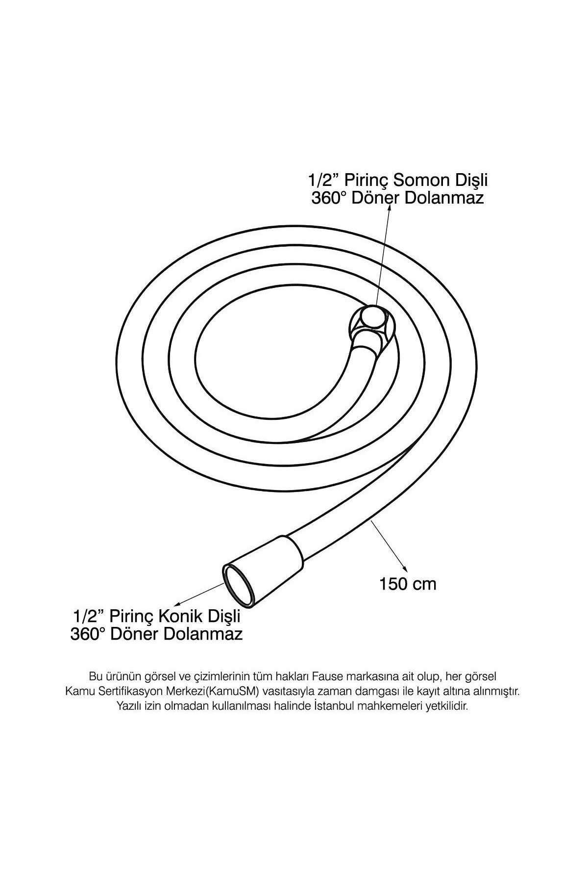 PVC Silver Duş Hortumu 150 cm Pirinç Somon KDH103