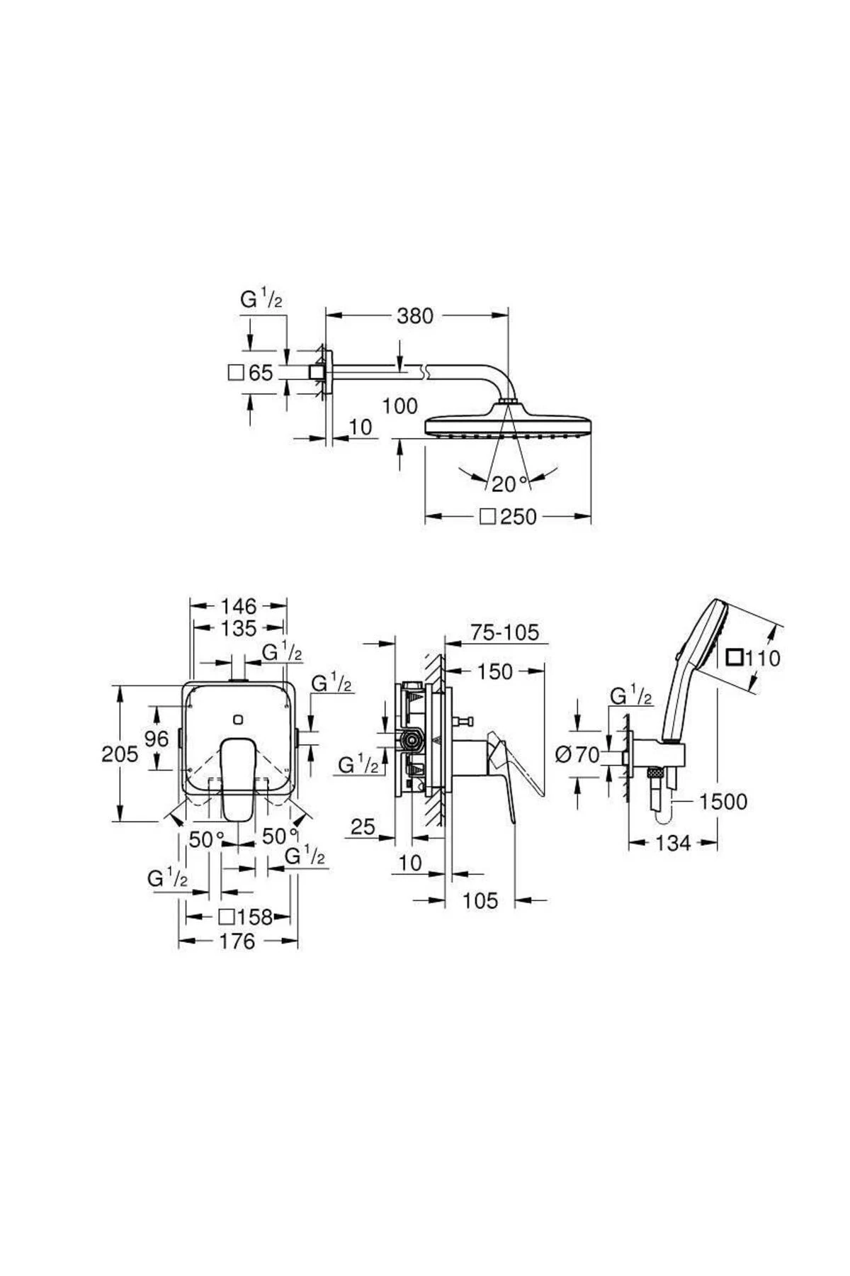 Cubeo Duş Sistemi Tempesta 250 İle - 1053360000