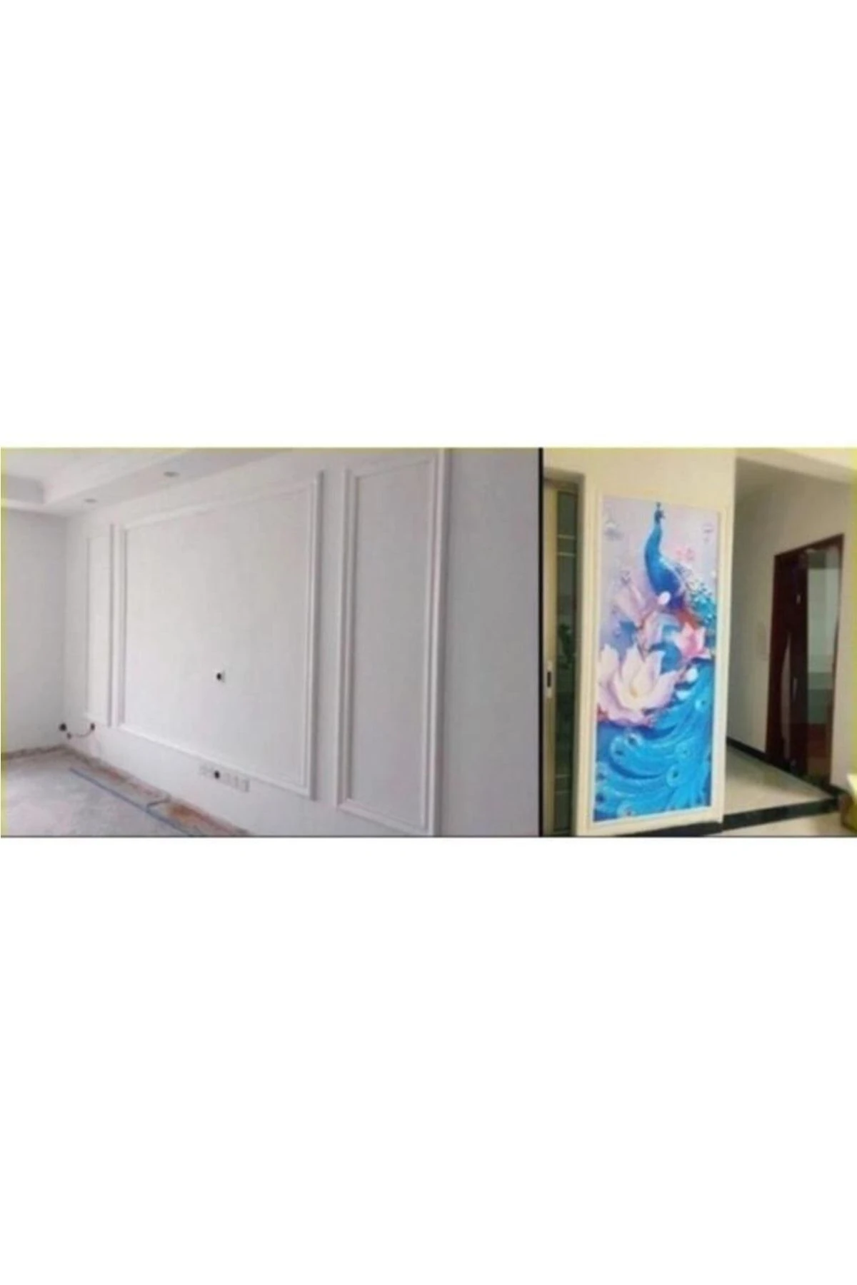 8cmx110cm 1 Adet Kırık Beyaz  Esnek Sünger Duvar Çıtası Dekoratif Yapışkanlı Çerçeve Süpürgelik