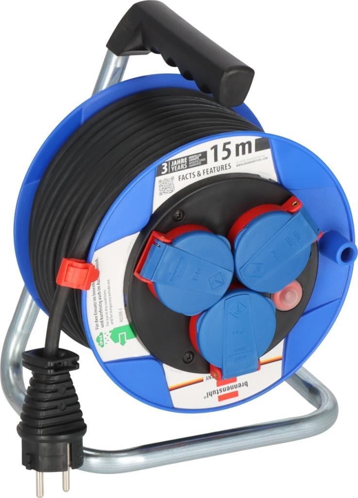 Garant Serisi H05RR-F 3g1,5 IP44 Lisanslı 3 Soketli 15 Metre Uzunluğa Sahip Makaralı Kablo