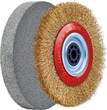 Taş Motoru TC-BG 150 B (maks. 350 W, Ø150 mm taşlama diski, kıvılcım koruması, şekil düzeltme ve bileme işlemleri için uygun, K36 kalın taşlama diski ve tel fırça diski dâhil)