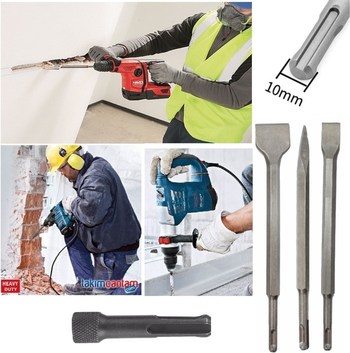 Kırıcı Delici Matkap İçin Sds Plus Matkap Uç Seti Murç Keski 1/4 Hex Vidalama Adaptörü 4 Parça