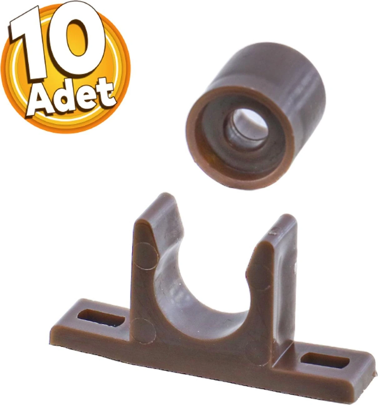 Mobilya Dolap Kapak Tutucu Plastik Çıt Çıt Kahverengi (10 Adet)
