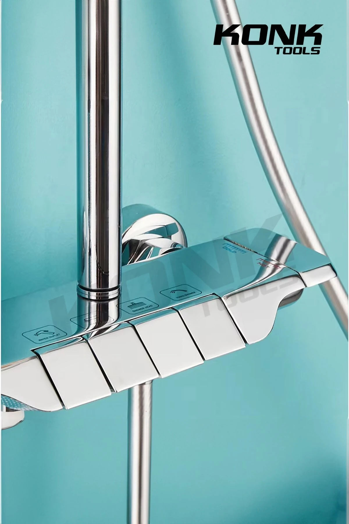 Piyano 5 Fonksiyonlu Krom Banyo Bataryalı Robot Duş Seti Tepe Duşu Duş Seti 130 cm