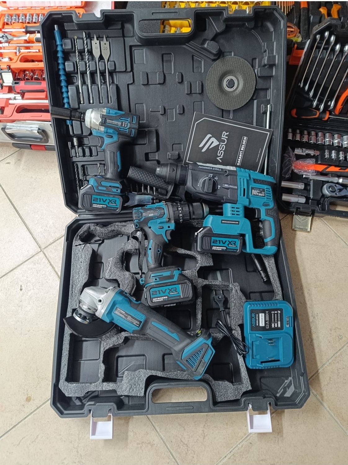 Şarjlı Dörtlü Set Matkap Tork Hilti Taş Motoru