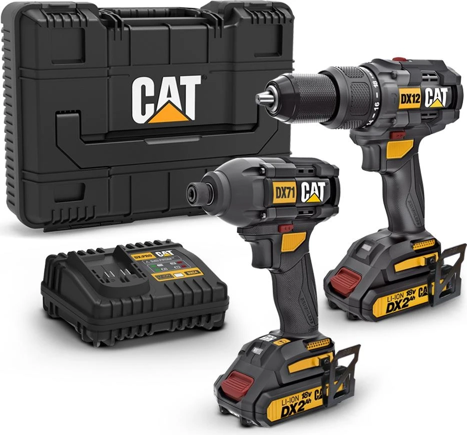 DX12K 18VOLT/2.0AH Li-Ion Çift Akülü Kömürsüz Profesyonel Şarjlı Darbeli Matkap + DX71 Kömürsüz Darbeli Tornavida Kombo Set