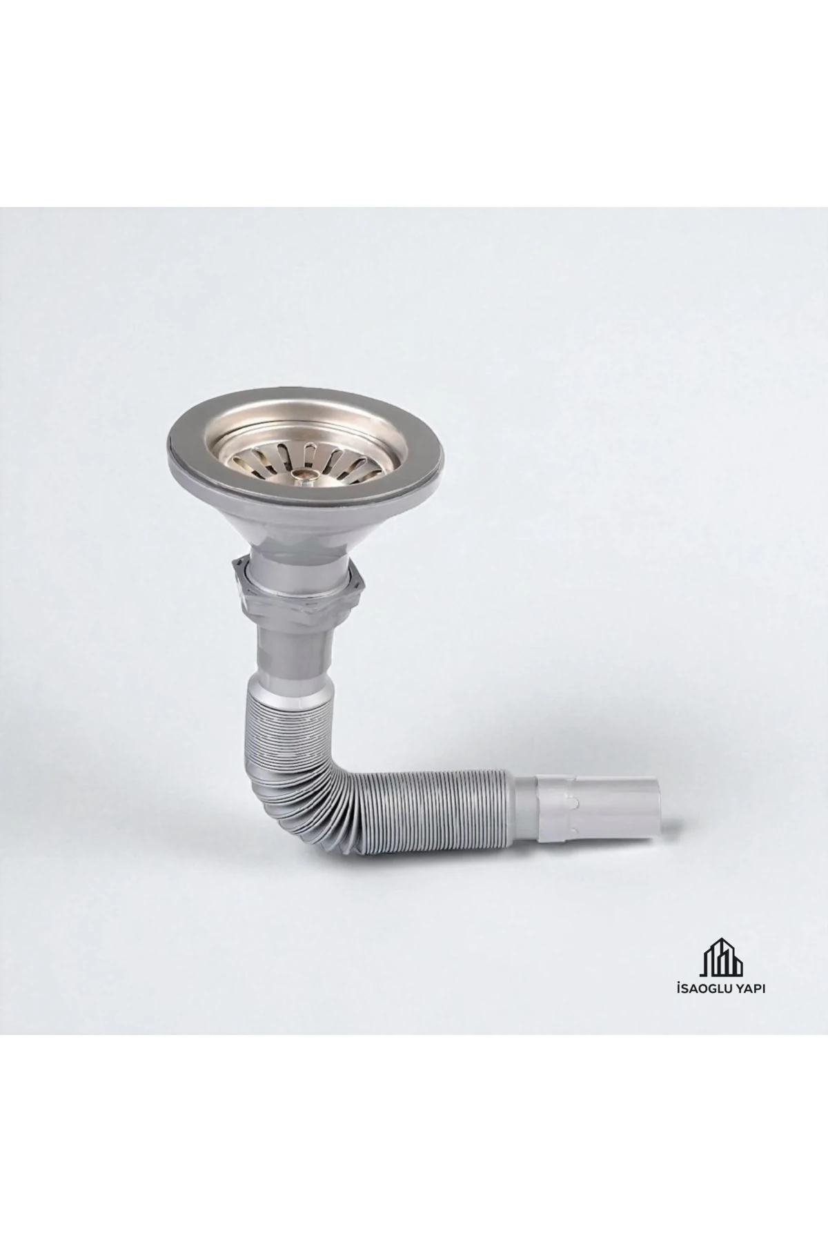 Mutfak Gideri Çöp Toplama Özellikli Evye Sifonu Gümüş Renk Mutfak Sifonu