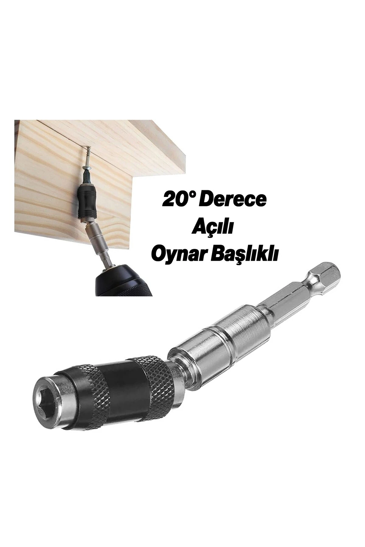 1 Adet Açılı Oynar Başlıklı Bits Uç 1/4" 90 mm Manyetik Mıknatıslı Matkap Uyumlu 20° Lokma Ucu