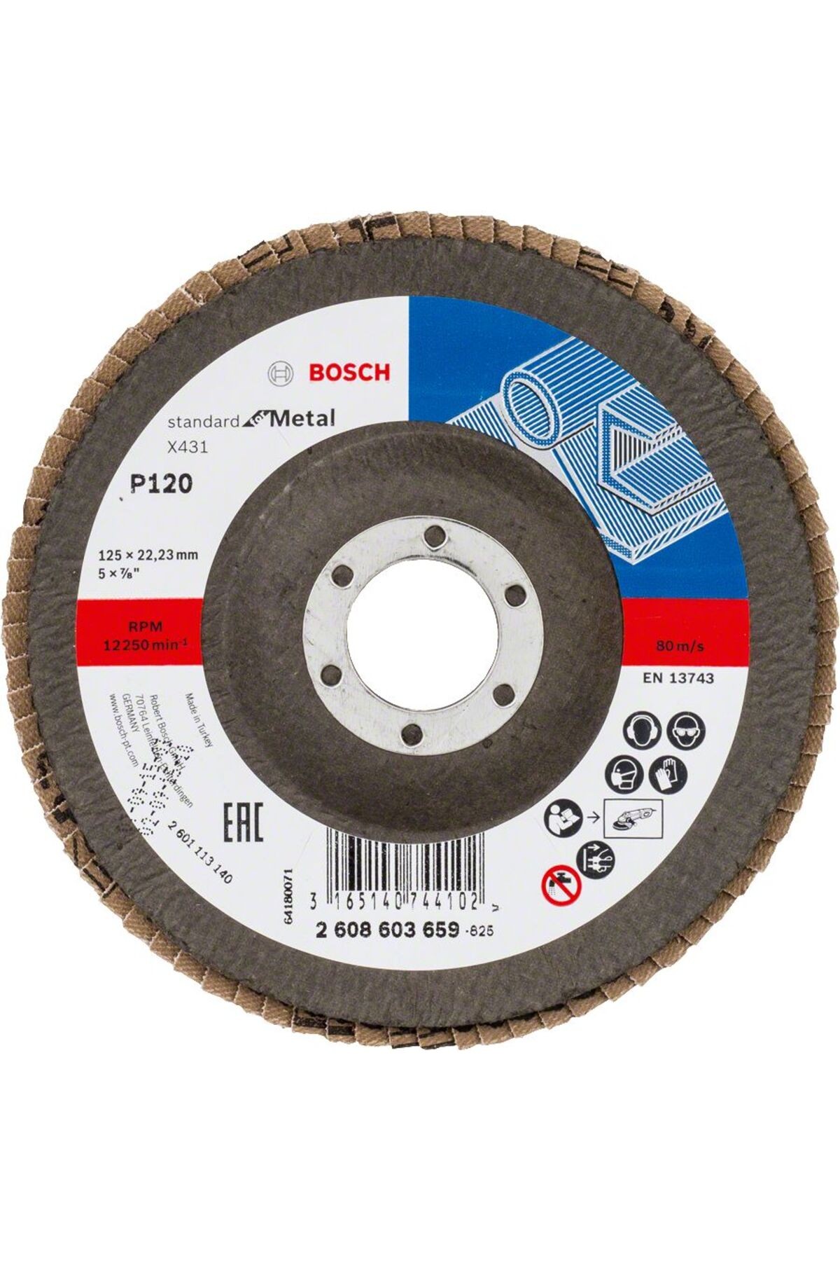 - 125 mm 120 Kum Standard Seri AlOX Flap Disk