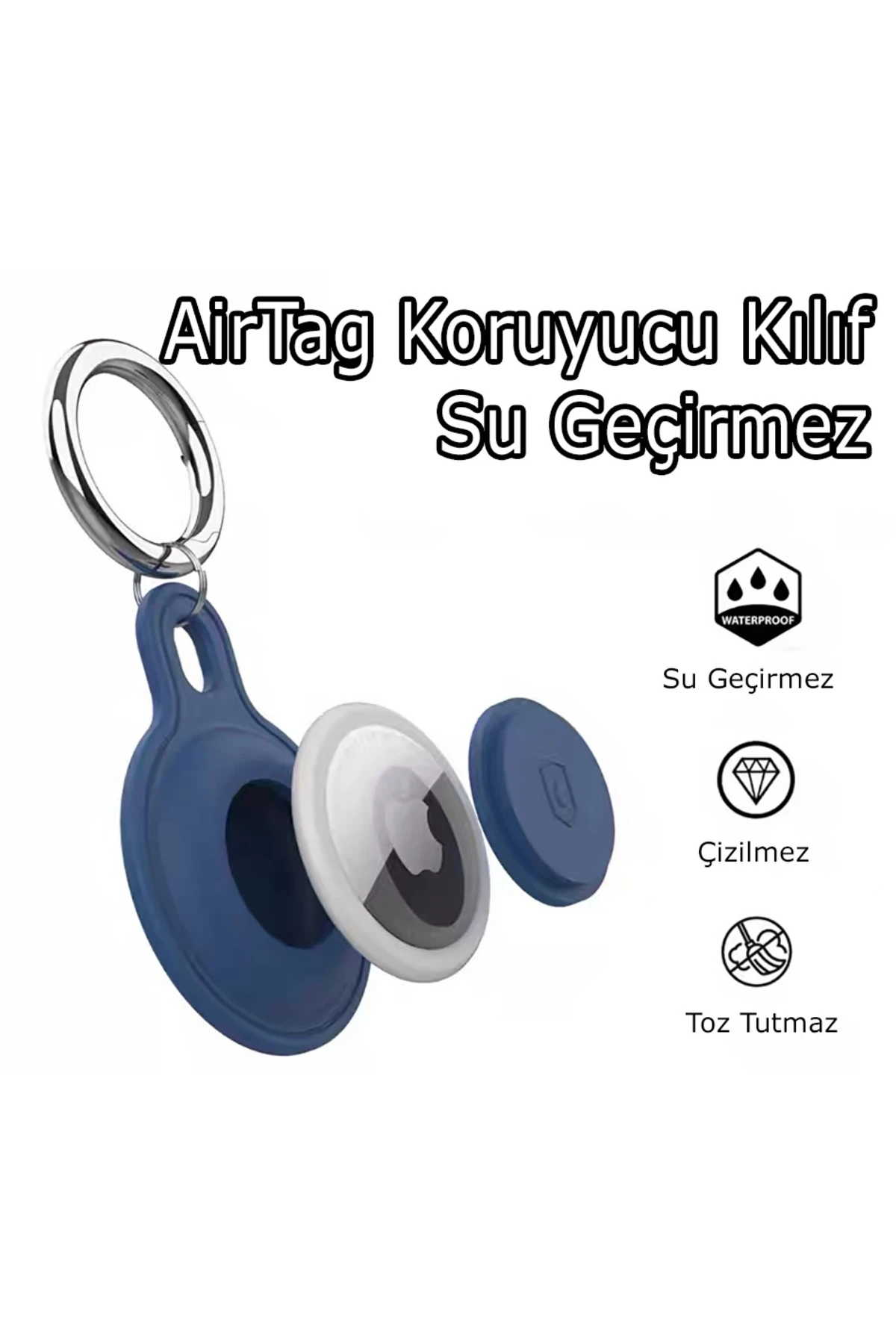 AirTag Uyumlu Su Geçirmez Silikon Koruyucu Kılıf – Anahtarlık Askılı