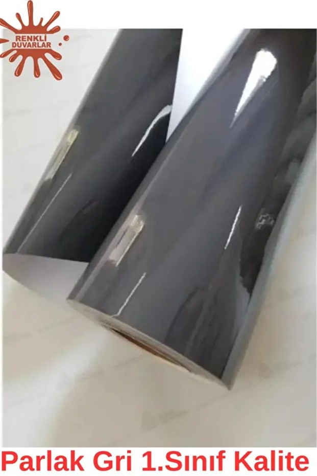 61cm x 10 Metre 1 Adet Kendinden Yapışkanlı Folyo Parlak Gri Mutfak Duvar Kaplama Folyosu Kağıdı