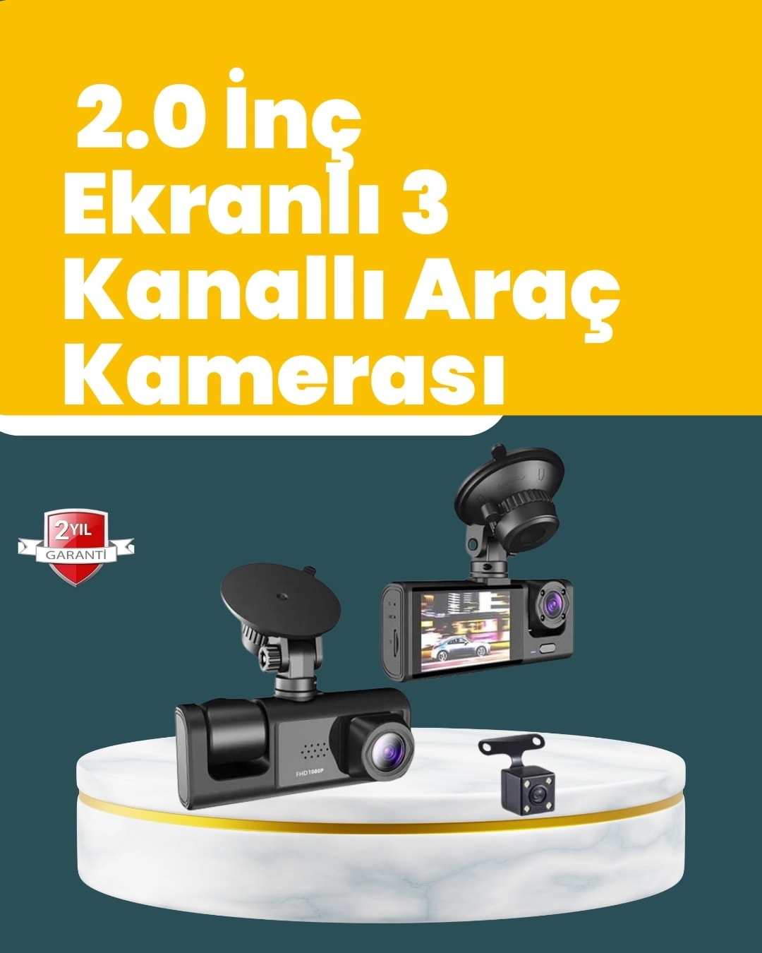 Full Hd Çift Yönlü Araç Kamerası Hareket Algılama Döngüsel Kayıt