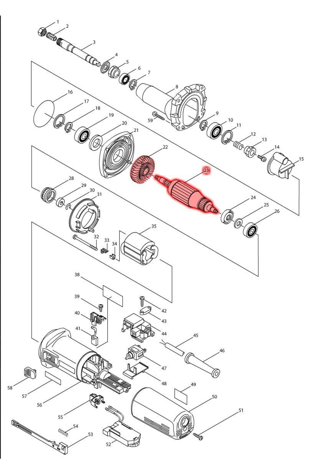 Makita Gd0810c Endüvi Rotor Kollektör Ürün Kodu 515214-3