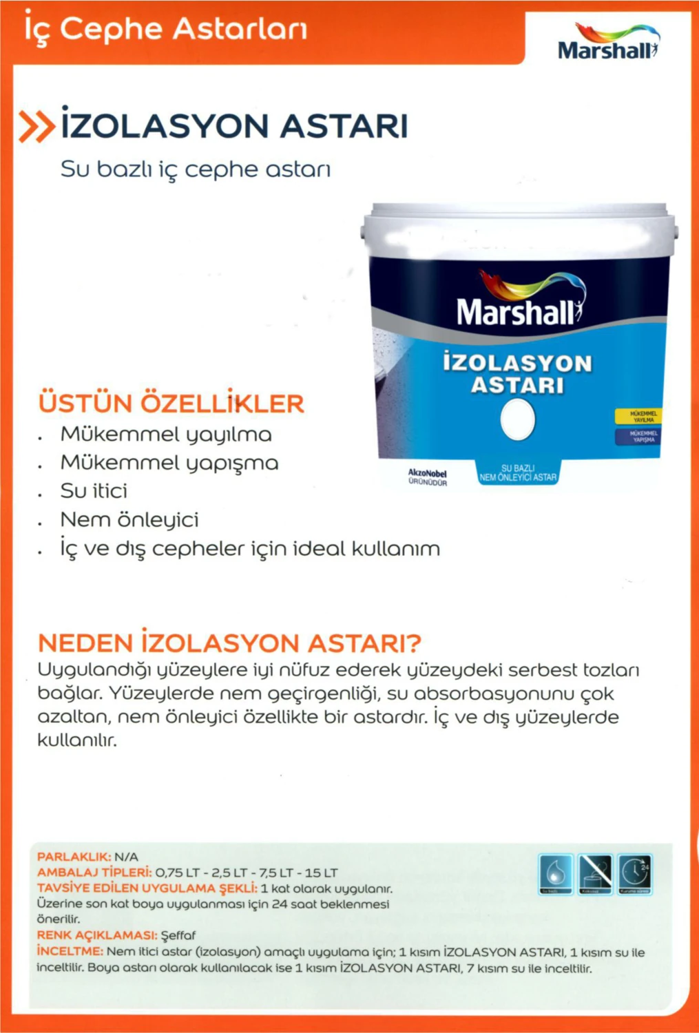 İzolasyon Astarı Sutut Su Yalıtım Malzeme 0,75 lt