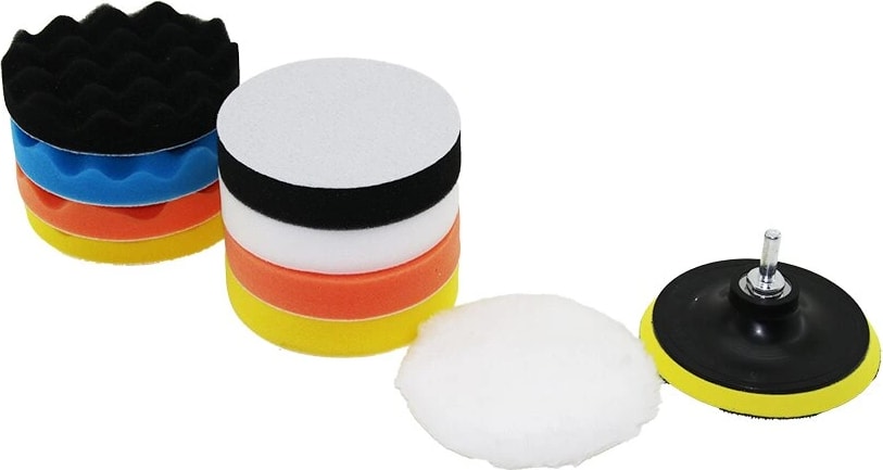 115 mm 11PCS Polisaj Sünger Seti 8 Ad. 115MM Sünger- 1 Polisaj Ped -1 M14 Adaptör - 1 Cırtlı Disk Taban (5047)