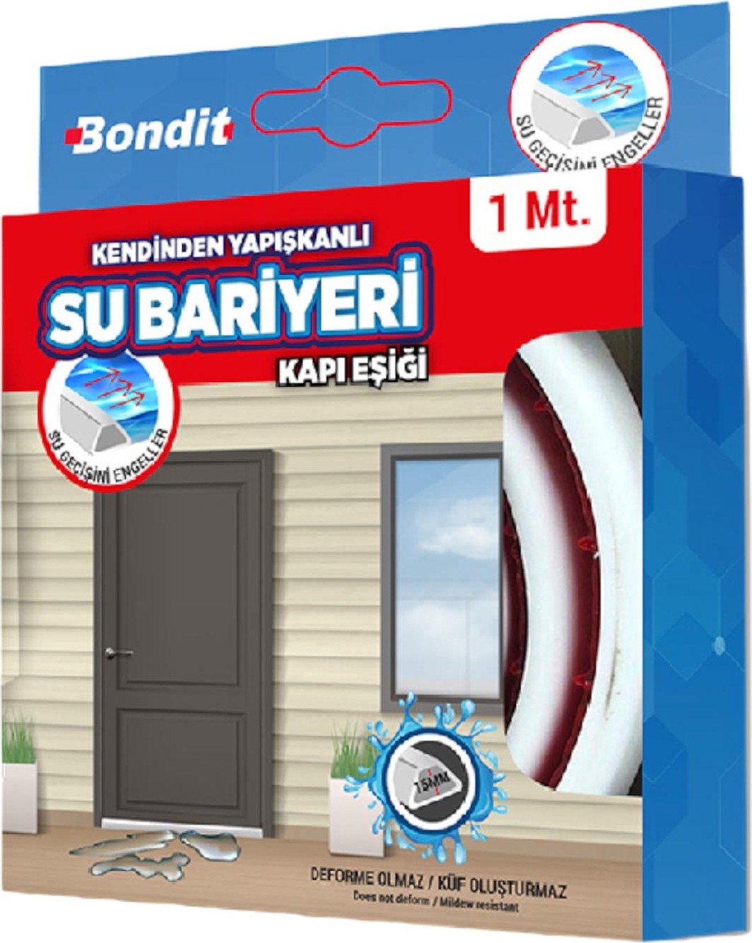 Bondit Su Bariyeri Kapı Altı Sızdırmaz Su Tutucu Yapışkanlı Silikon Bant Izolasyon Yalıtım Bandı (1 Metre)