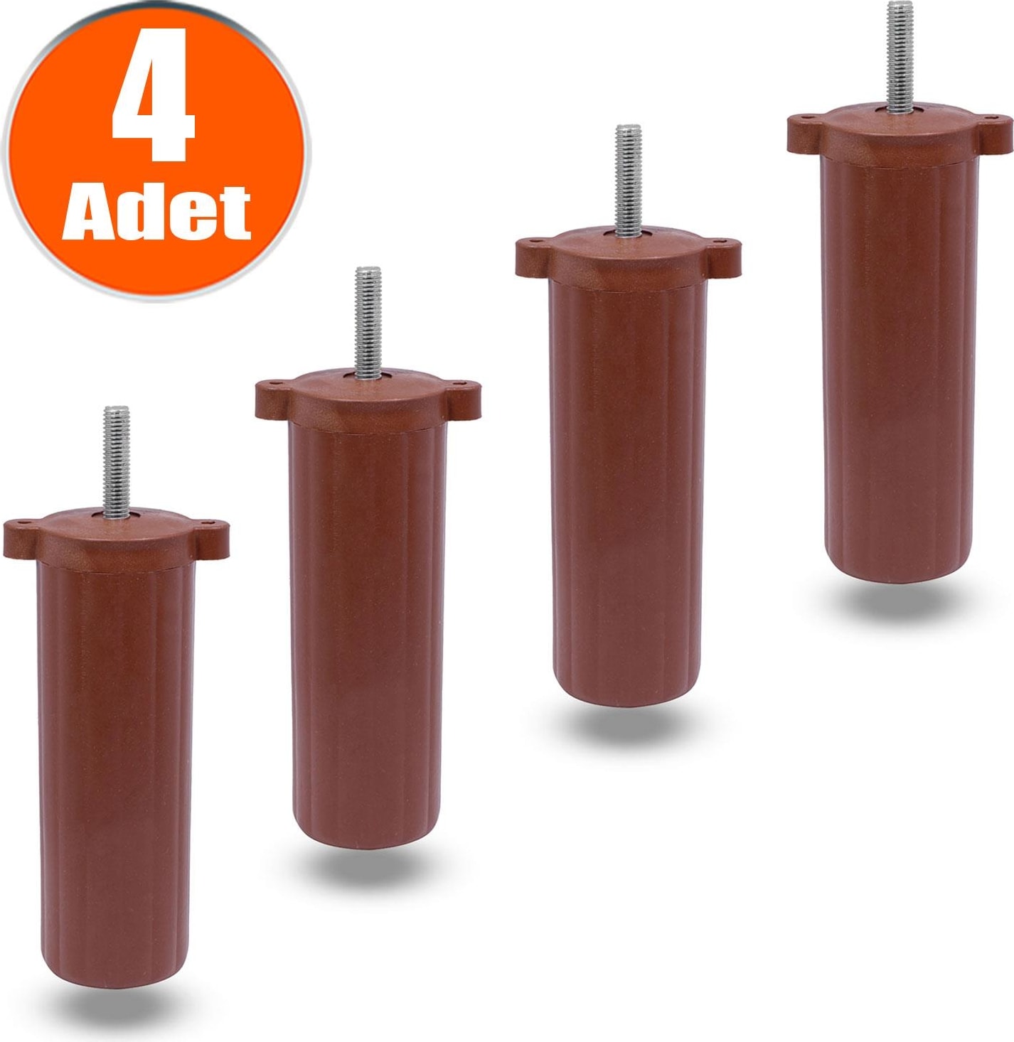 Ayarlanabilir Mobilya Kanepe Baza Koltuk Destek Yükseltme Ayağı M8 Civatalı Kahve Ayak 14 Cm 4 Adet