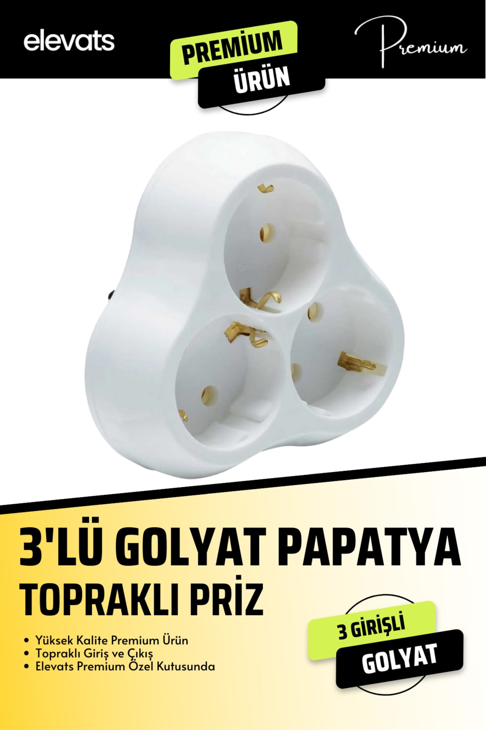 Premium 3'lü Topraklı Papatya Golyat, Üçlü Priz Çoğaltıcı