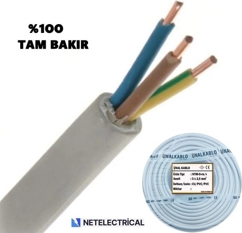 3x2.5 Nym - 15 Metre Tek Damar Antigron Kablo