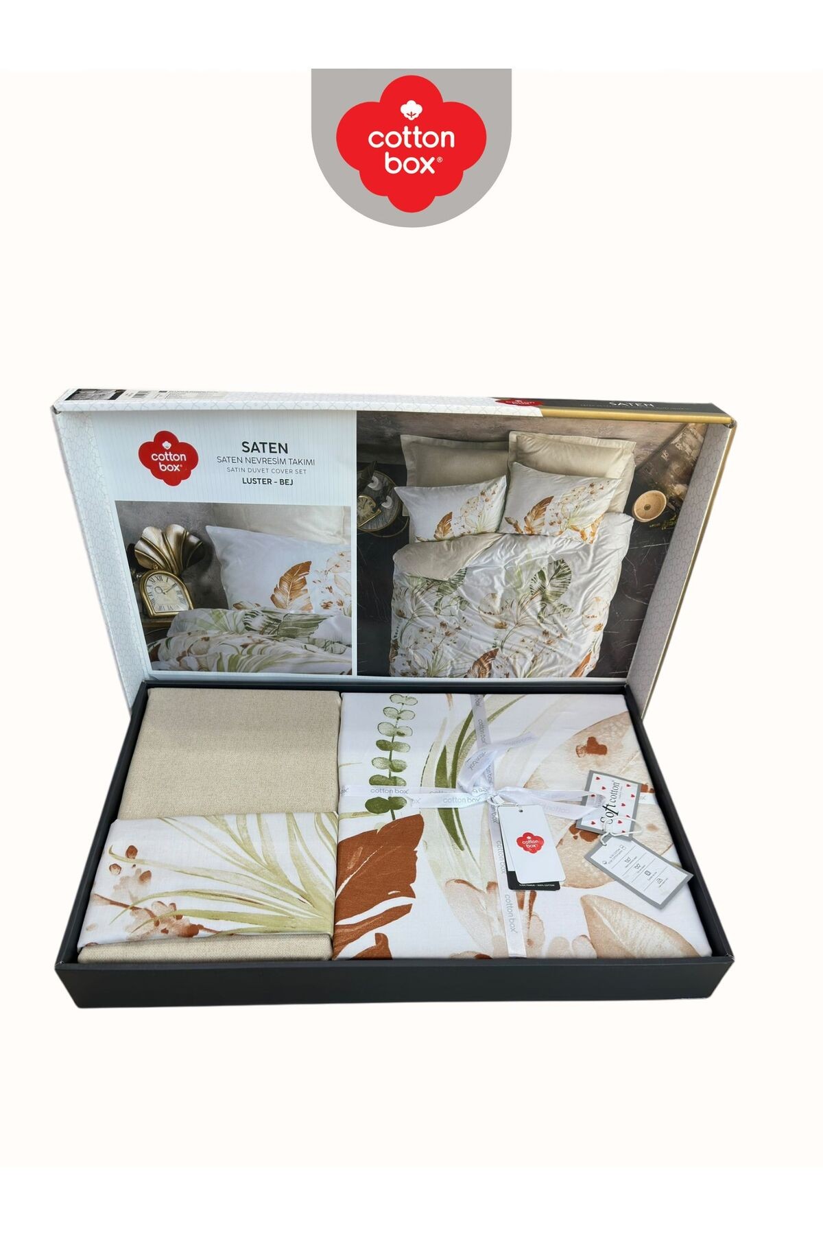 Luster bej Çift Kişilik Pamuk Saten Nevresim Takımı