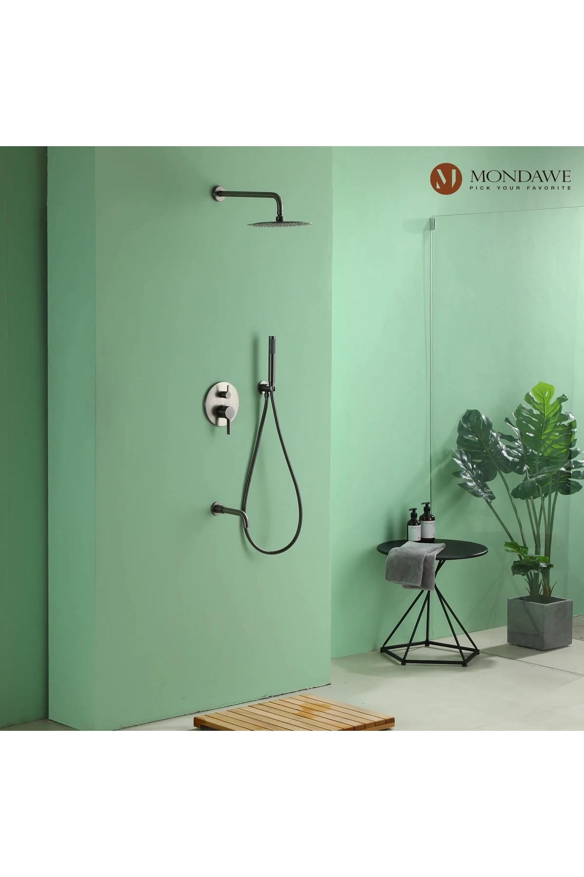 Banyo Bataryası ve Duş Seti Takım Ankastre 3 Yollu Model Antrasit Renk Sıva Altı Dahil 7 Yıl Garanti