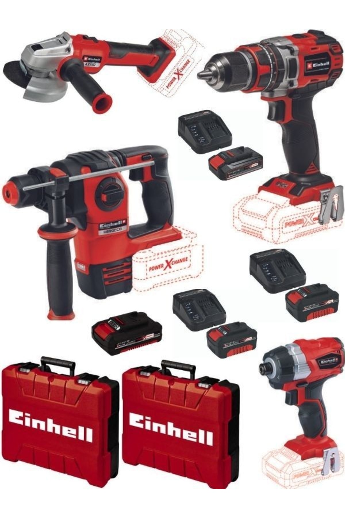 EİNHELL Tp-cd 18/50 Li-i Bl Matkap Te-cı 18 Bl Vidalama Herocco Axxio 125mm2x4.0+2.0+2.5 Akülü Set