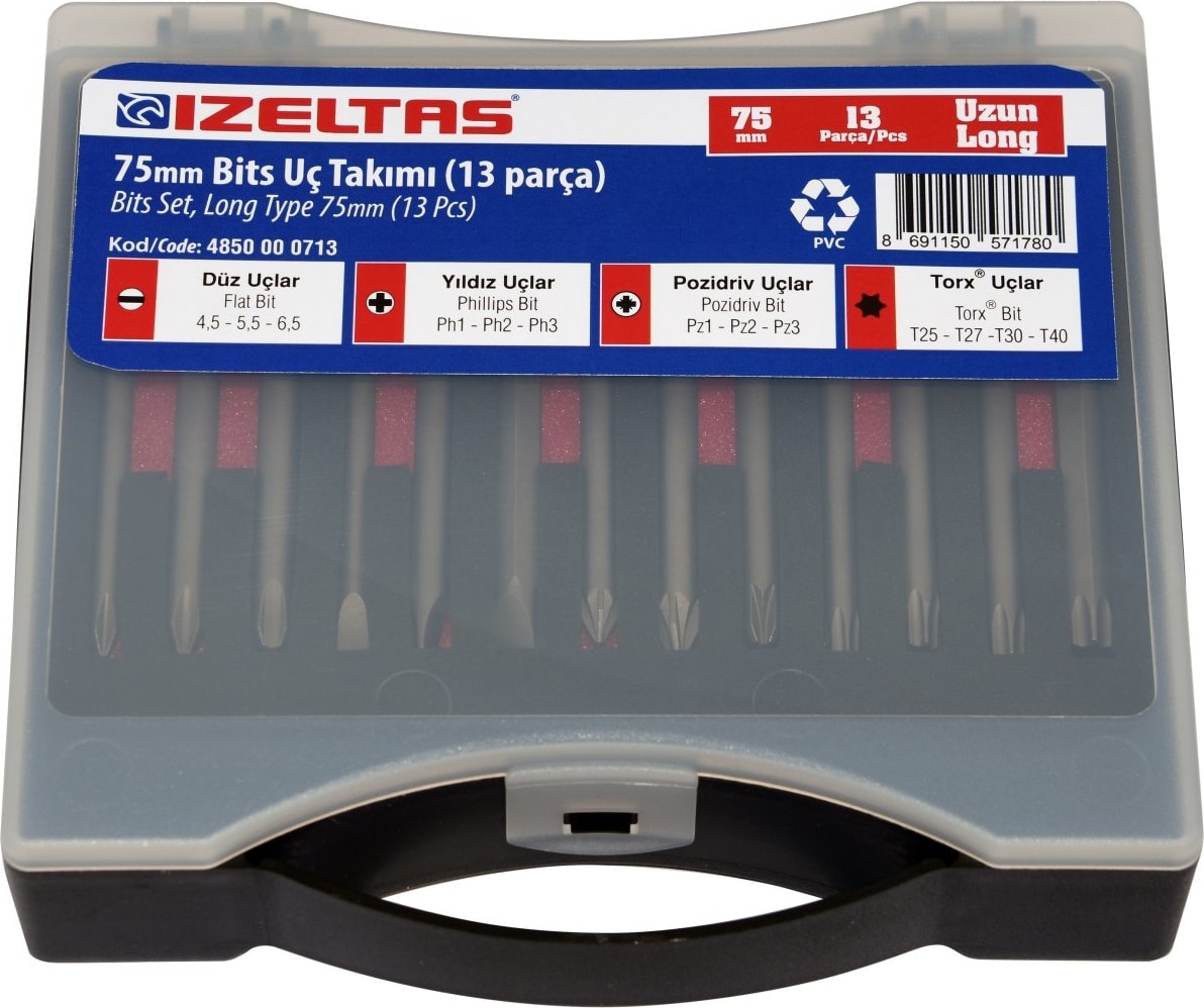 İZELTAŞ Izeltaş 75MM Uzun Bits Uç Takımı (13 Parça)