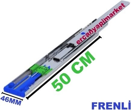 Minnes Ray 46 mm x 50 cm Frenli Teleskopik Çekmece Rayı