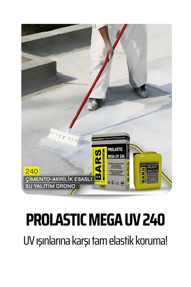 Prolastıc Mega Uv 240 Uv, Üstü Açık Teras Ve Balkonlar Için Uv Dayanımlı Su Yalıtım Ürünü 20 10 Kg