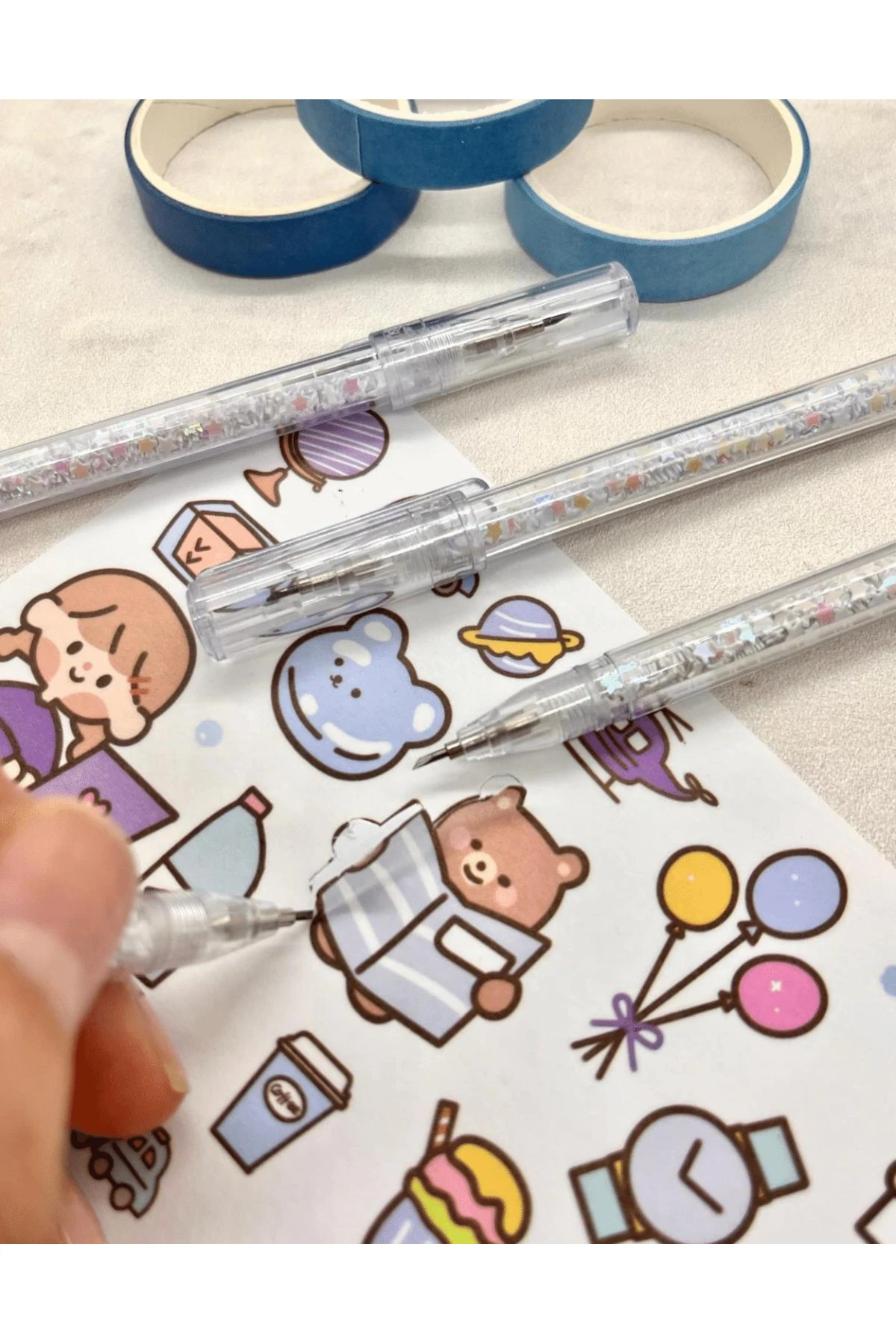 Kalem Görünümlü Beyaz Pullu Çelik Uçlu Maket Bıçağı / Sanat Bıçağı / Bullet Journal/Falçata