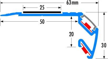 Alüminyum Işıklı Merdiven Profili 65x30mm Tek Kanallı BOY3m