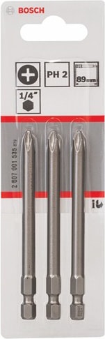 BOSCH - 3'Lü Paket - Ekstra Sert Seri Vidalama Ucu - Ph 2, 89 Mm