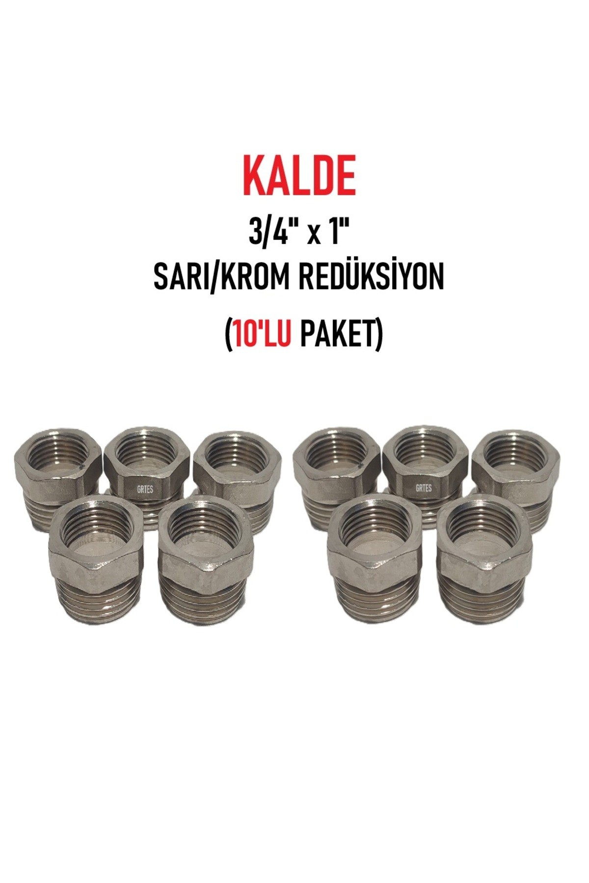 (10'lu Pake) 3/4" x 1" Sarı/Krom Redüksiyon - Brass Reduction